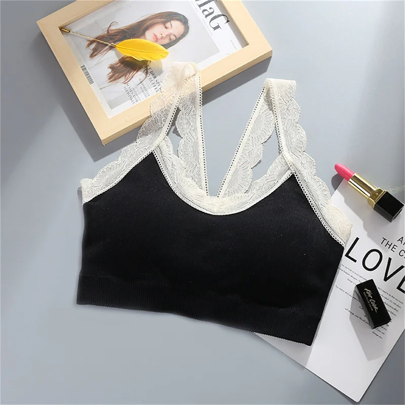 2022 Sexy Women Lace Tube Top Bra Wrap Brassiere No Steel Ring Comfortable Bottoming Soft Thread Sling Lingerie Sports Underwear