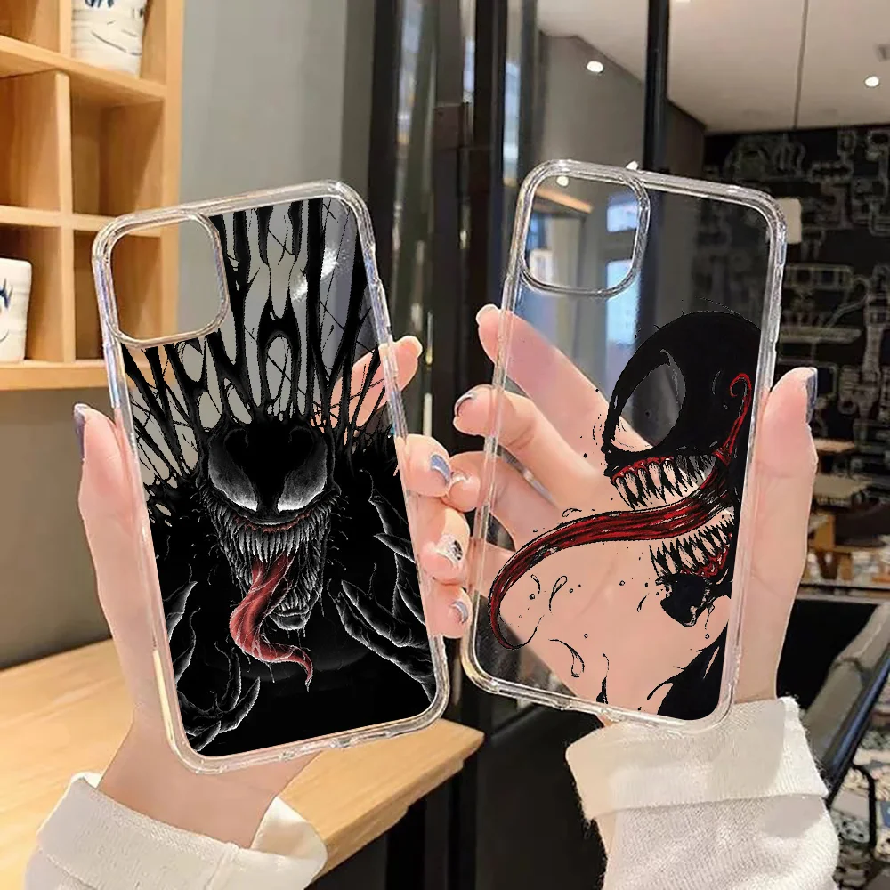 

Чехол Venom для телефона iphone SE 2020 6 6S 7 8 11 12 13 Mini Plus X XS XR Pro Max, прозрачный красивый мягкий чехол 3D Etui