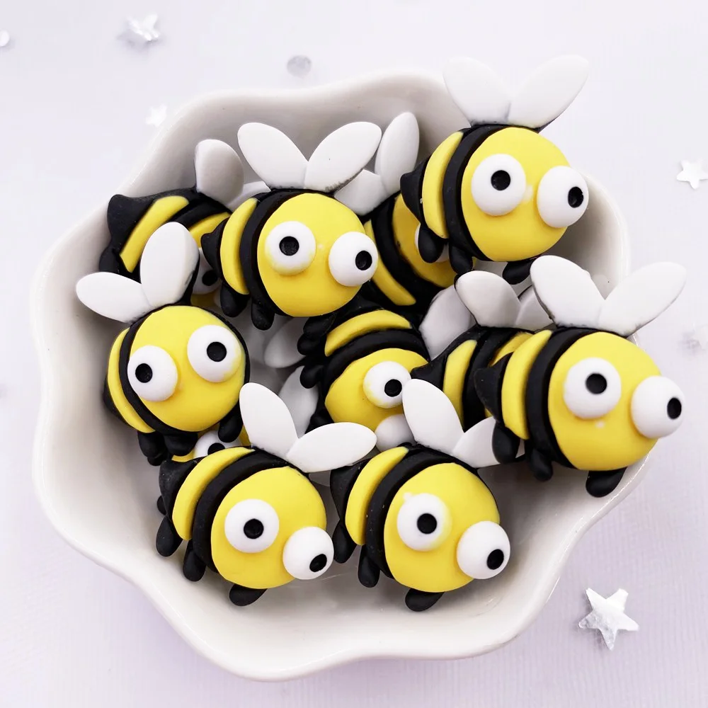 

20PCS Resin Colorful 3D Kawaii Bee Flatback Figurine Cabochon Scrapbook DIY Hair Bow Hairpin Craft Home Decor Accessories OH712