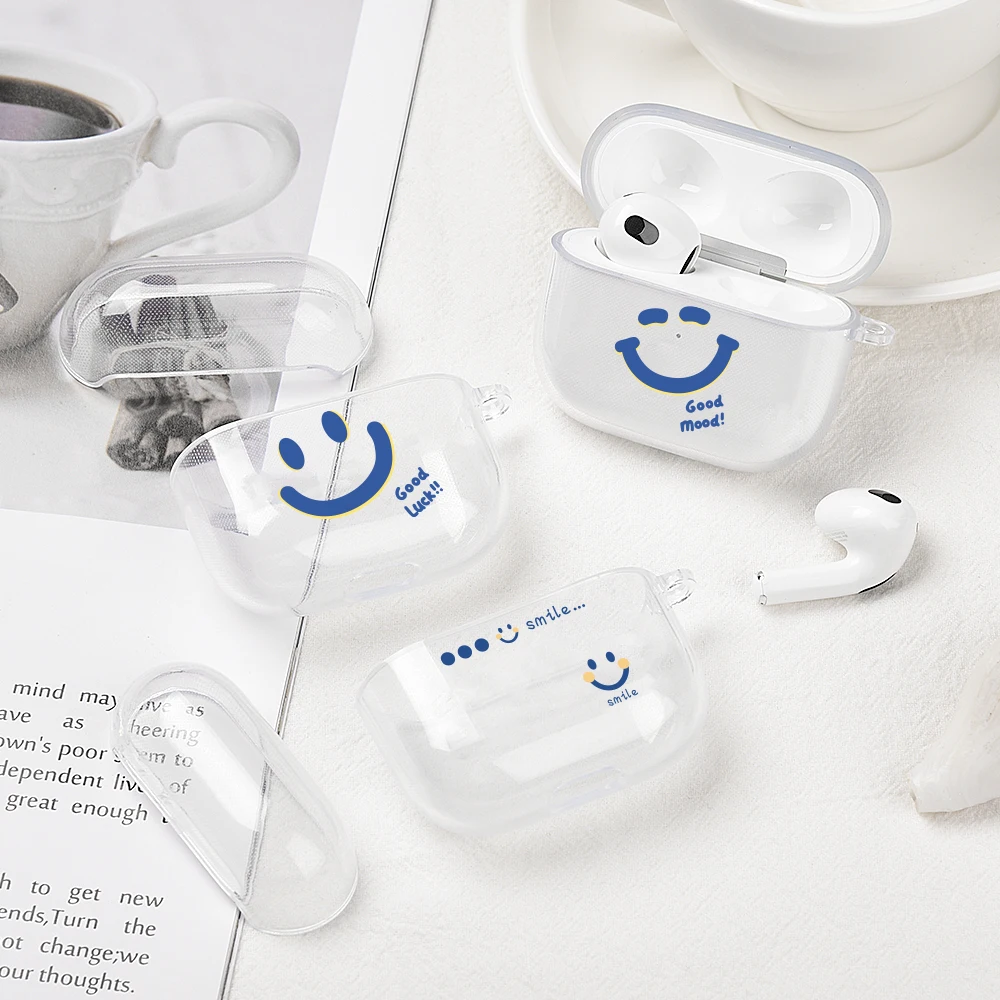 

Чехол для наушников Smiley для Apple Airpods 3 Air Pods Pro для Airpods 1/2, мягкий силиконовый чехол для наушников, простой прозрачный чехол