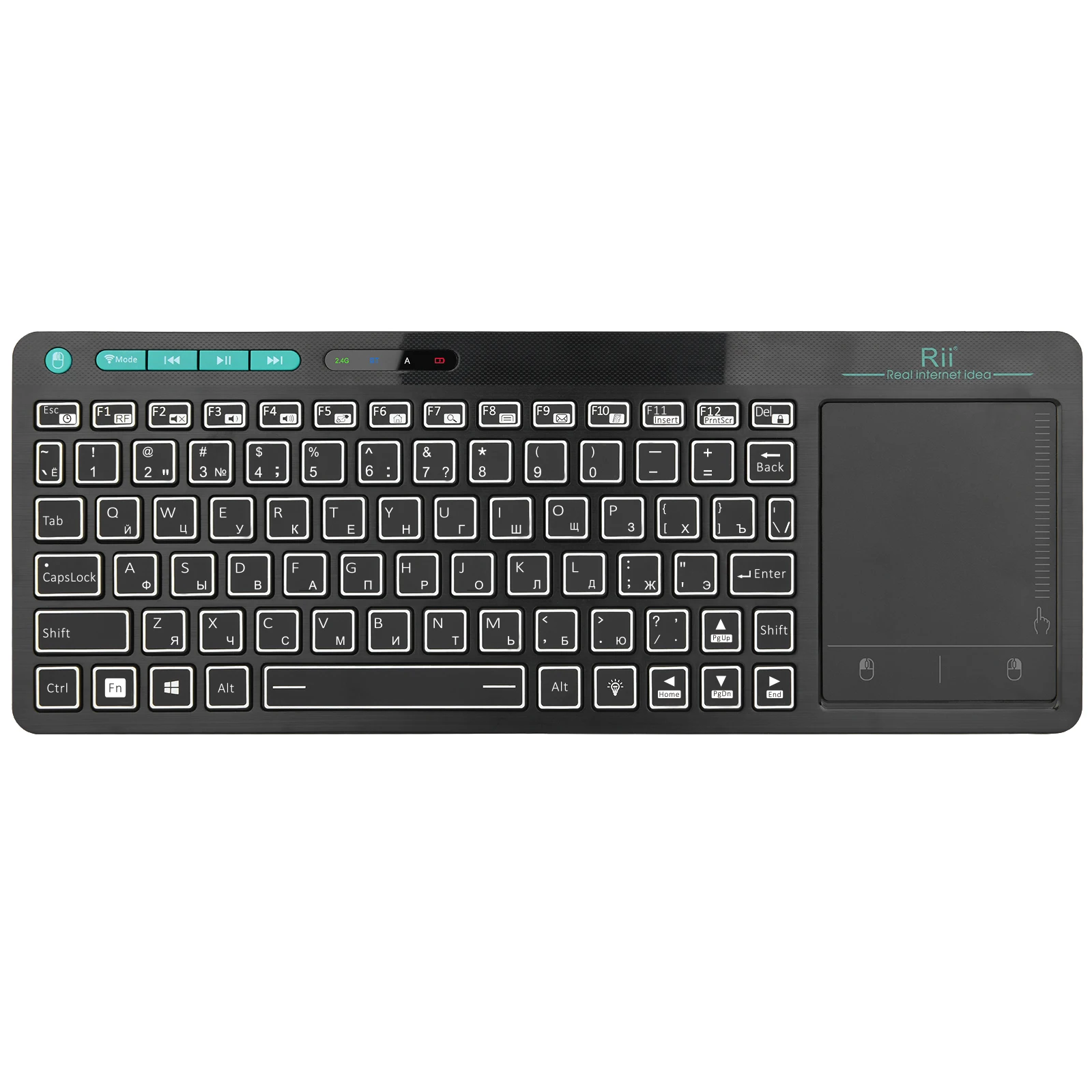 Rii K18S Wireless Backlit Russian Mini Bluetooth Keyboard  with Multi-Touch For Smart TV Android TV Box,IPTV HTPC,PC