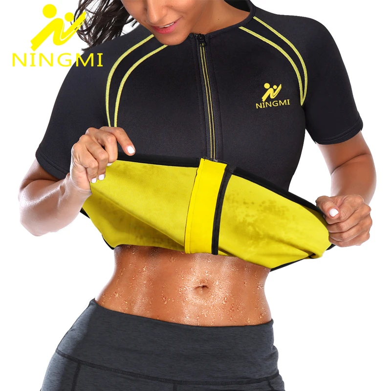 

NINGMI Hot Neoprene Sweat Sauna Vest Womens Slimming Waist Trainer Weight Loss Shirt Body Shaper Fitness Shapewear Workout Belts