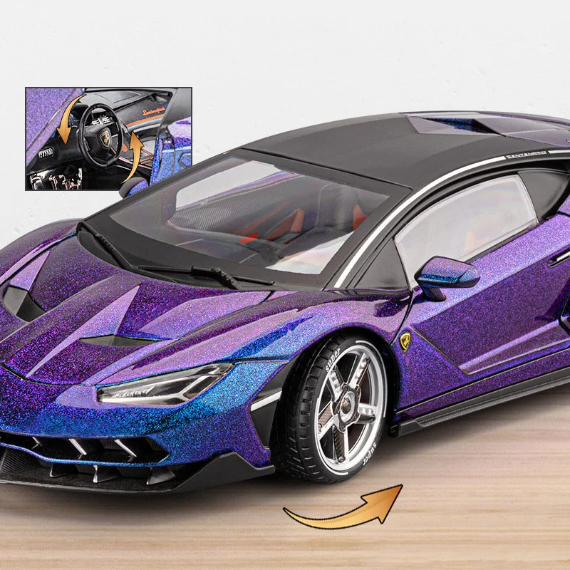Фото 1:18 LP770 LP770-4 модель спортивного автомобиля из сплава, литая под давлением металлическая гусеница, гоночный автомобиль, модель автомобиля, звуковая и световая имитация, детская игрушка в подарок №5