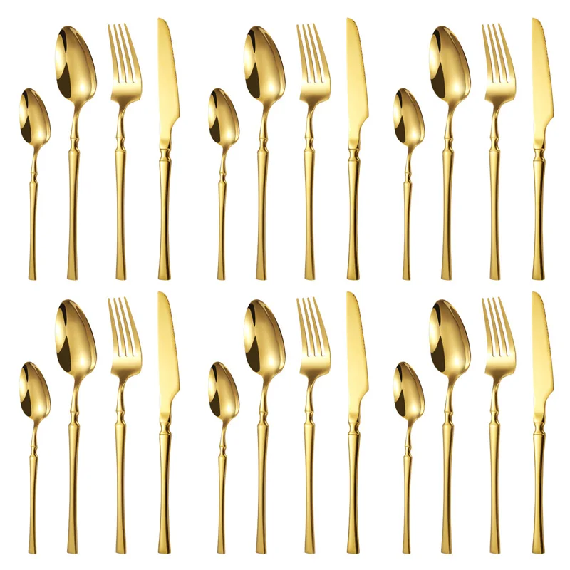 

24pcs Western Dinnerware Set Stainless Steel Cutlery Set Fork Knife Spoon Tableware Set Festival Wedding Gift