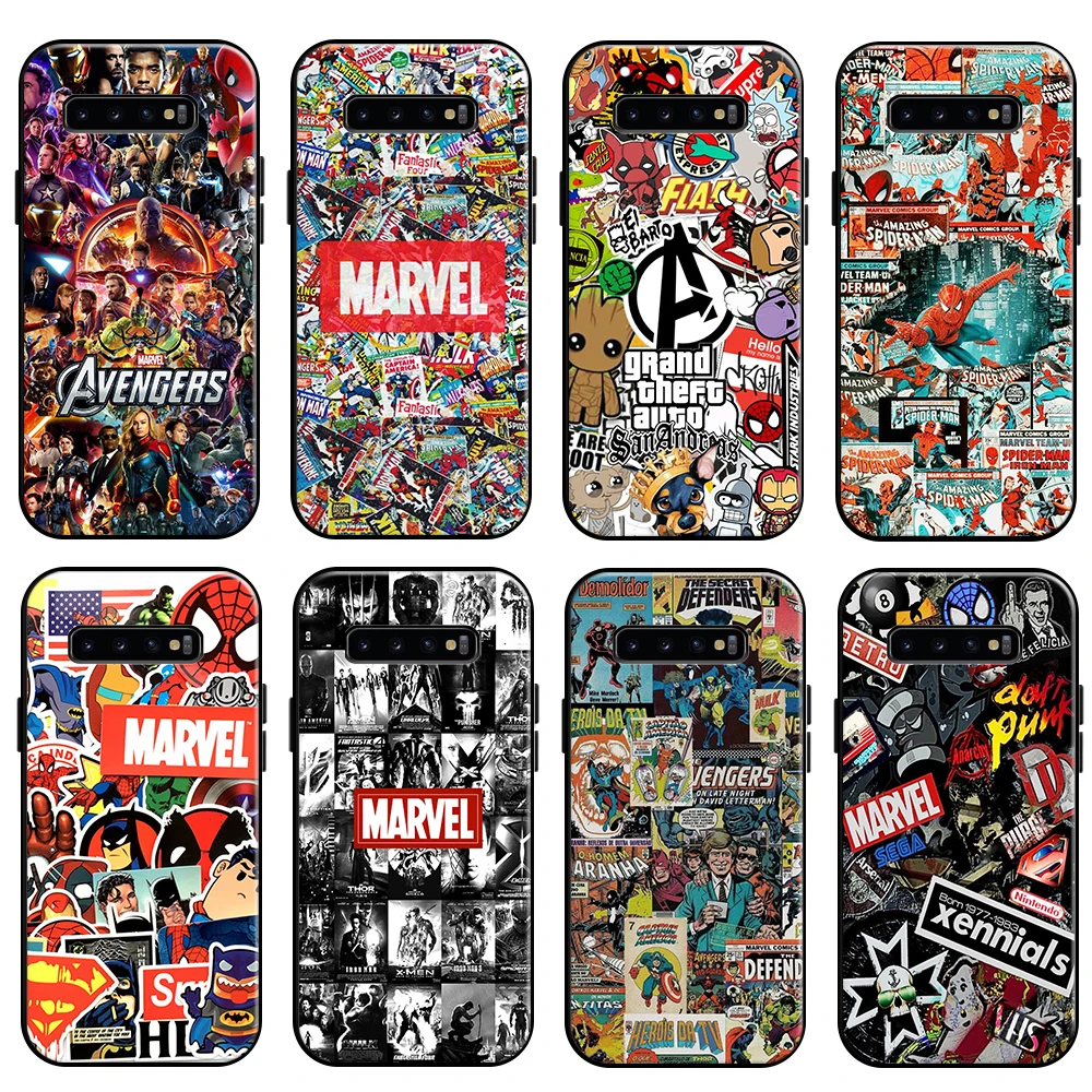 

Marvel Comics Logo For Samsung Galaxy S10 S10E S10 Lite S9 S8 Plus Galaxy S10 5G Phone Case Soft TPU Back Liquid Silicon