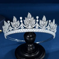 hibride creative bridal wedding cubic zirconia hair ornament sector design tiara and crown for dubai nigeria jewelry bijoux c 36
