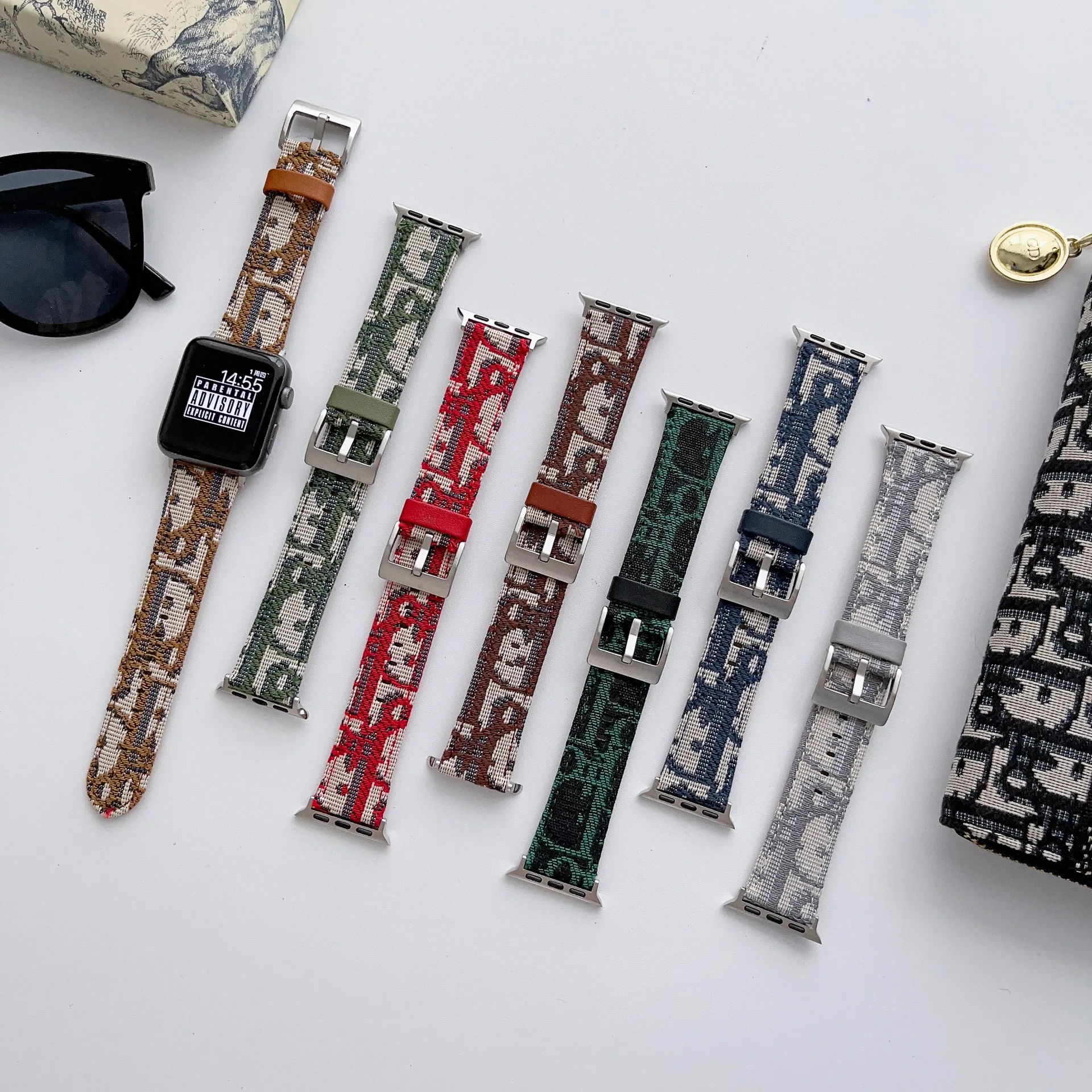 Ремешок плетеный кожаный для apple watch Роскошный дизайнерский браслет часов iwatch 4 5 6