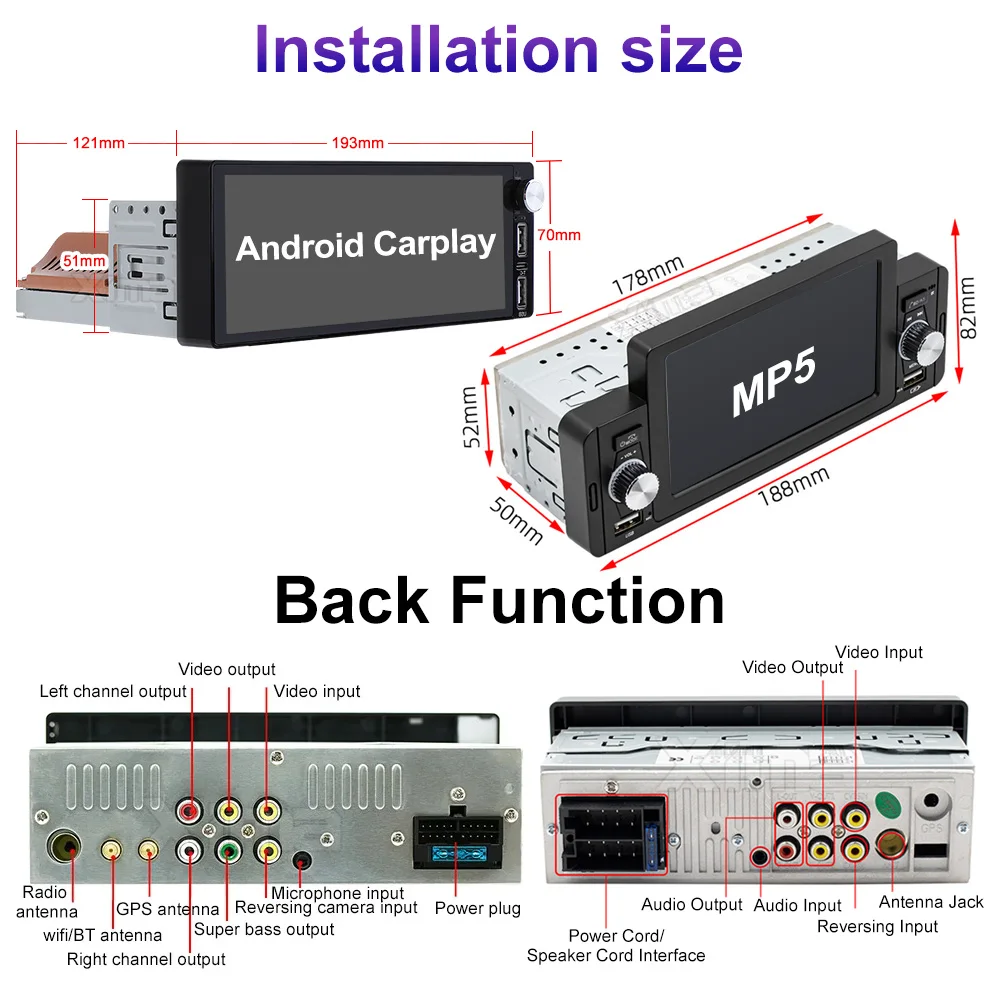 XIMA 1Din Android Авто Радио Мультимедиа 6 9 дюйма Carplay 1 DIN Стерео GPS Для Hyundai Kia Toyota Honda VW Ford