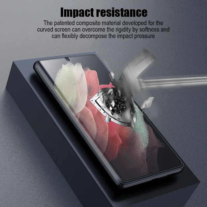 Phone Screen Glass Film Impact Resistant Curved Full Screen for Samsung Galaxy S21 Ultra Clear Anti-Fingerprint Phone Film