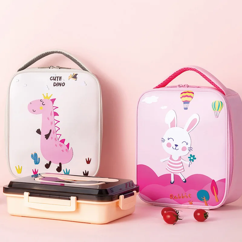 Children Cartoon Lunch Bag Portable Insulated Thermal Lunch Box Picnic Supplies Bags Milk Bottle Girls Boys Preservation Handbag images - 6