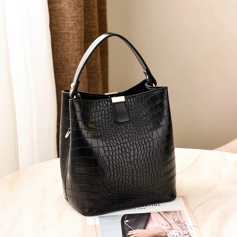 Female Bucket Bag Leather Fashion Women Handbag Trend 2023 Designer Luxury Crocodile Crossbody Shoulder Bag Bolsas Femininas