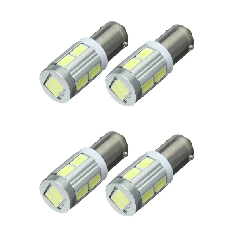 4X Universal BA9S H6W 10SMD LED Sidelight Bulbs Canbus Error Free 6000K White