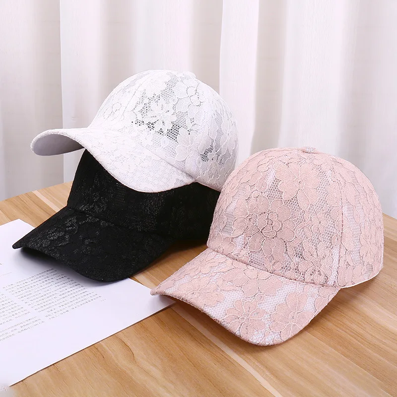 

Summer Lace Flower Women Baseball Cap Mesh Breathable Wild Sun Visor Hat Lady Girls Outdoor Adjustable Hip Hop Caps
