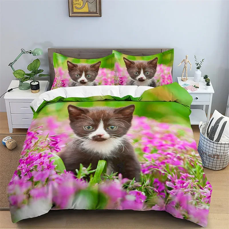 Комплект постельного белья из микрофибры с 3D рисунком кота