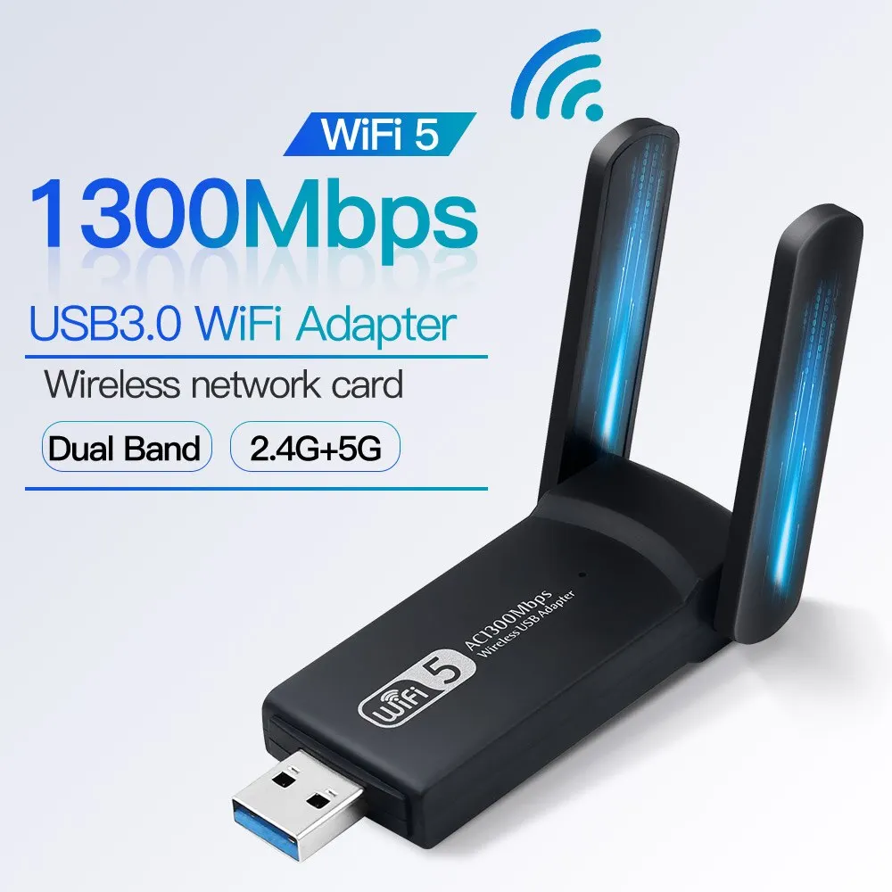 1300Mbps USB3.0 WiFi Adapter Dual Band 2.4G 5Ghz Wireless WiFi Dongle Antenna USB Ethernet Network Card Receiver For PC