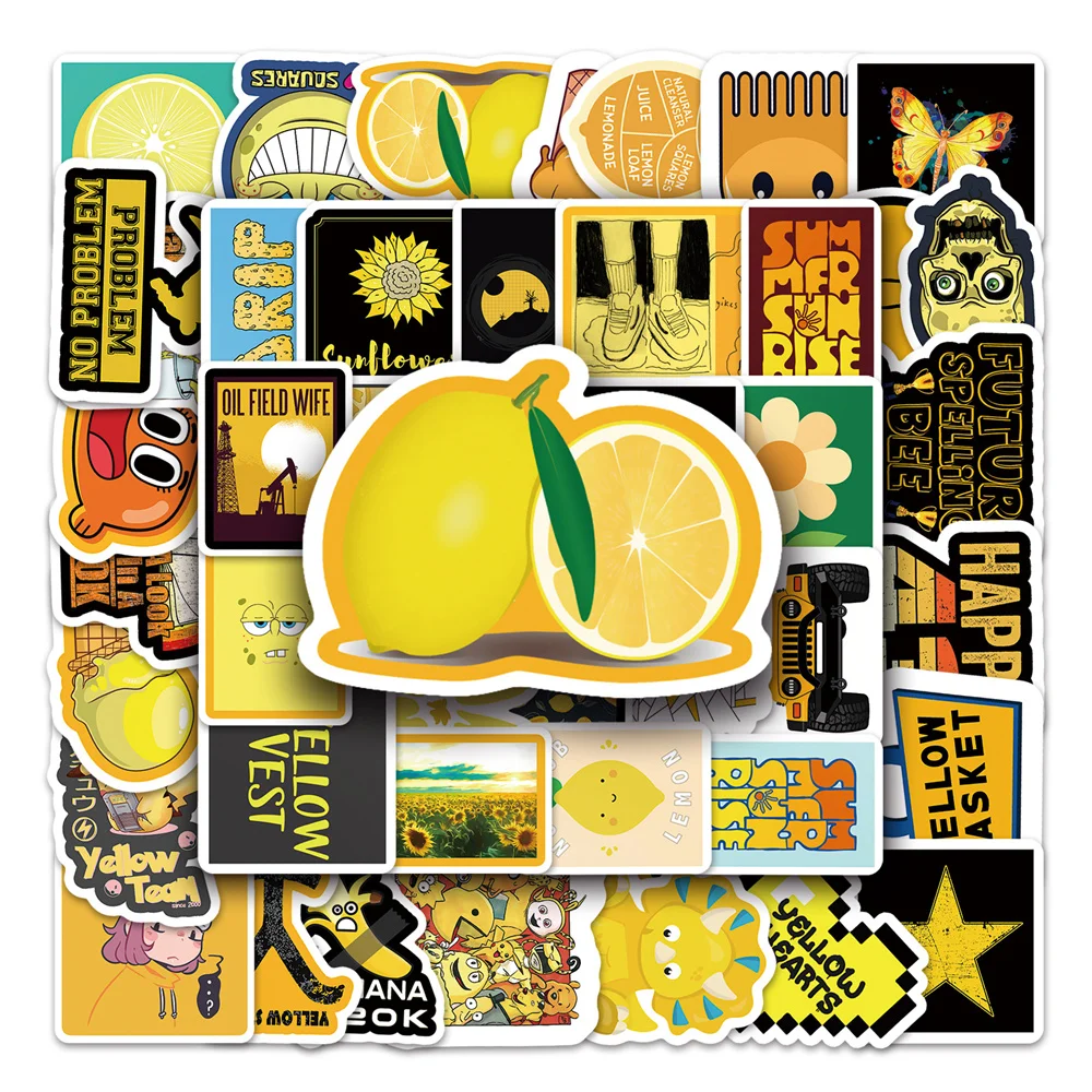 

10/30/50PCS New Cartoon Yellow Series Personalized Creative Sticker Suitcase Desk Chair Computer Waterproof Sticker Wholesale