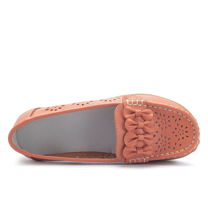 Women Flats Shoes Genuine Leather Dance Shoes Wedge Shoes Ladies Cutout Loafers Slip on Ballet Flats Ballerines Flats Sneakers