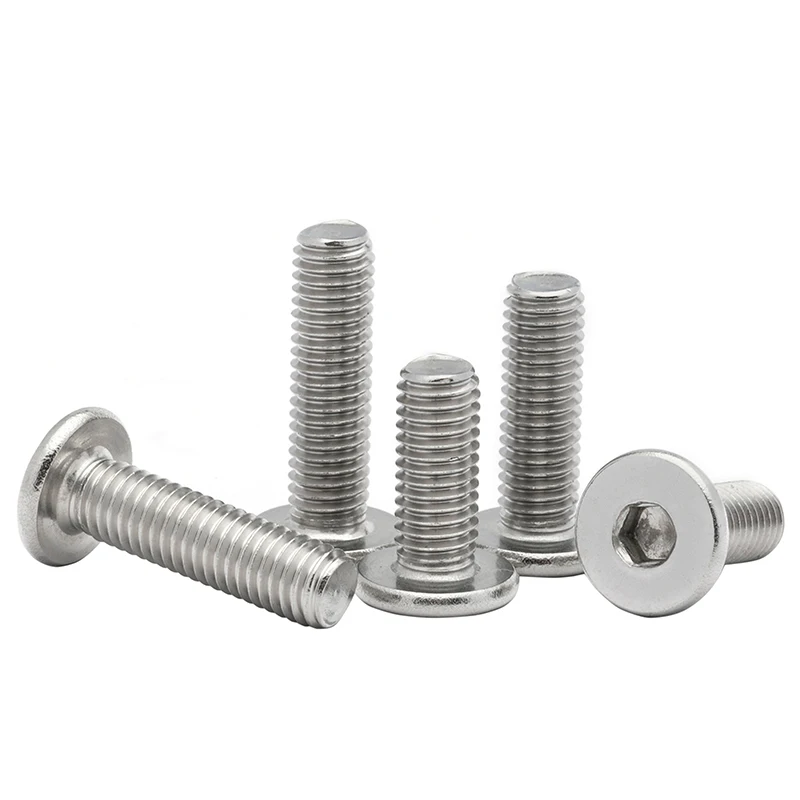 5/ 10/ 20/ 50pcs CM M1.6 M2 M2.5 M3 M4 M5 M6 M8 304 Stainless Steel Hex Socket Ultra Thin Super Low Flat Wafer Head Screw Bolt