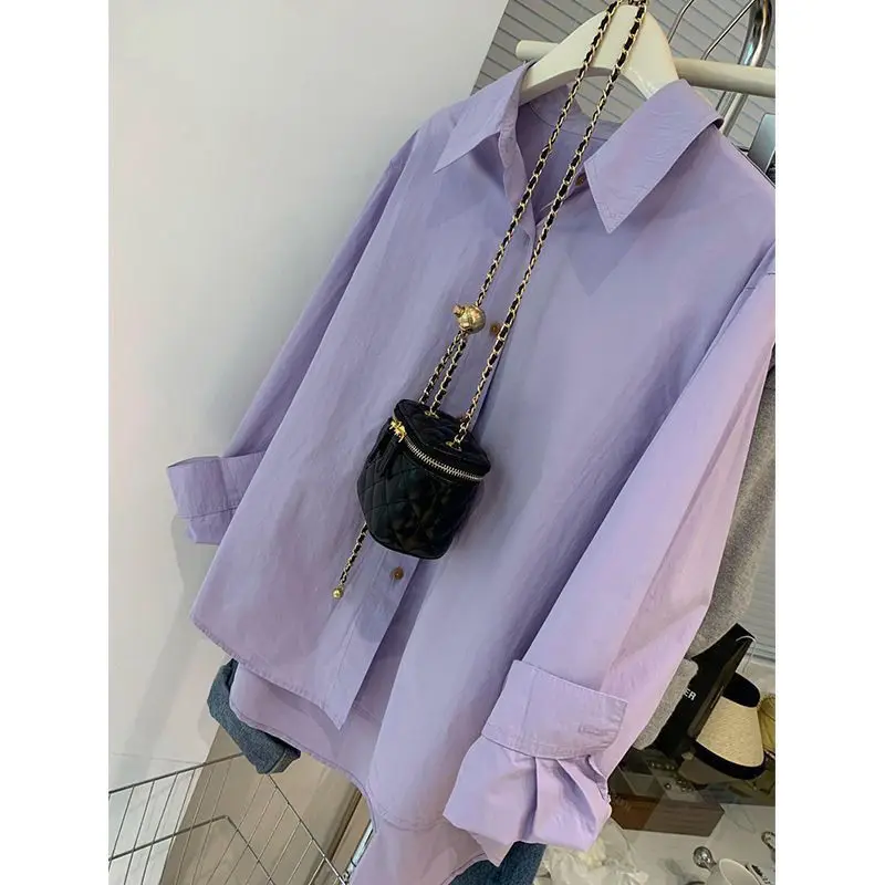 Retro Hong Kong Sle Cotton Loose Shirts Women Spring and Autumn New French sle Design Sense Sun Protection Shirt Ou...