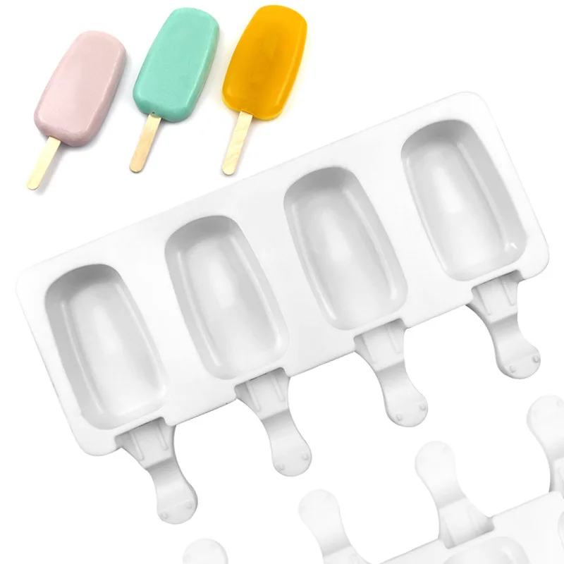 

4 Cell Silicone Ice Cream Mold DIY Chocolate Dessert Popsicle Mould Tray Homemade Tool Summer Party Supplies Kitchen Accessories