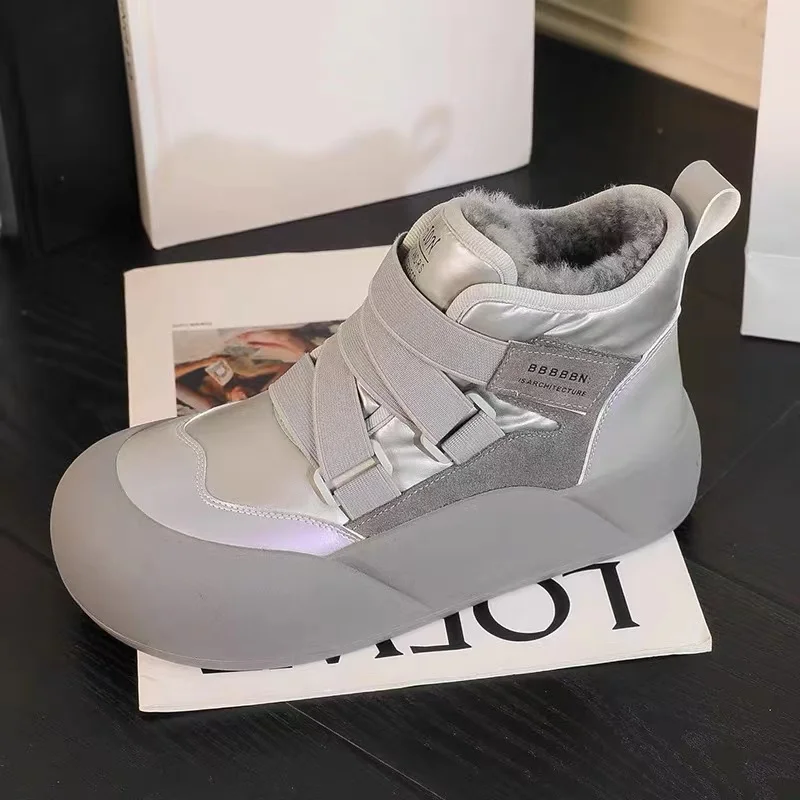 

Современные женские сапоги до середины икры разных цветов, лидер продаж, короткие плюшевые женские сапоги на плоской подошве с перекрестной шнуровкой, сапоги из искусственной кожи с круглым носком