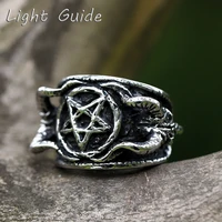 2022 new mens 316l stainless steel rings star pagan lucky witch with satan sheeps ring for teens jewelry gift free shipping