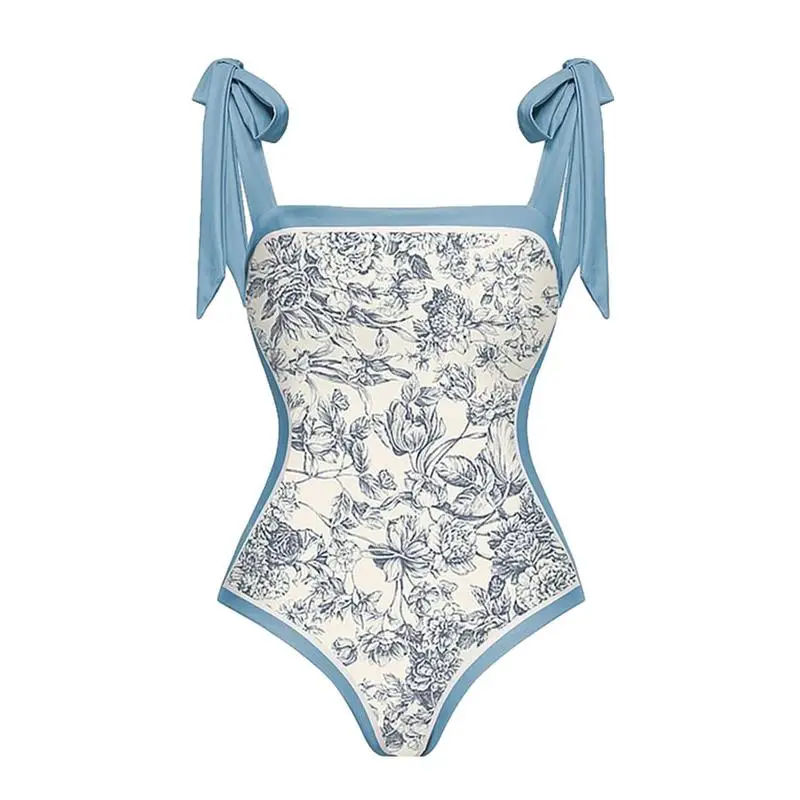 

Floral One-Piece Swimsuits Reversible Tie Shoulder One-Piece Swimsuits Monokini Tummy Control Monokini Women Swimwear