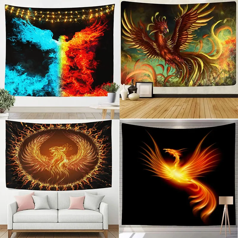 Гобелен с огненным Фениксом украшение для офиса гостиной домашний настенный