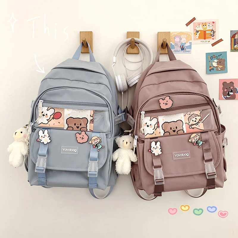 TRAVEASY 2022 Japanese High School Girls Cute School Backpack Women Nylon Bag Casual Travel Backpack Student Bookpack