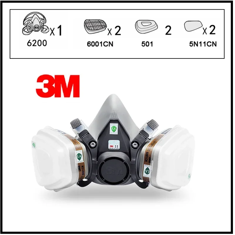 3M 6200 Полумаска для лица 6001 Газовые картриджи Окрасочная распылительная маска
