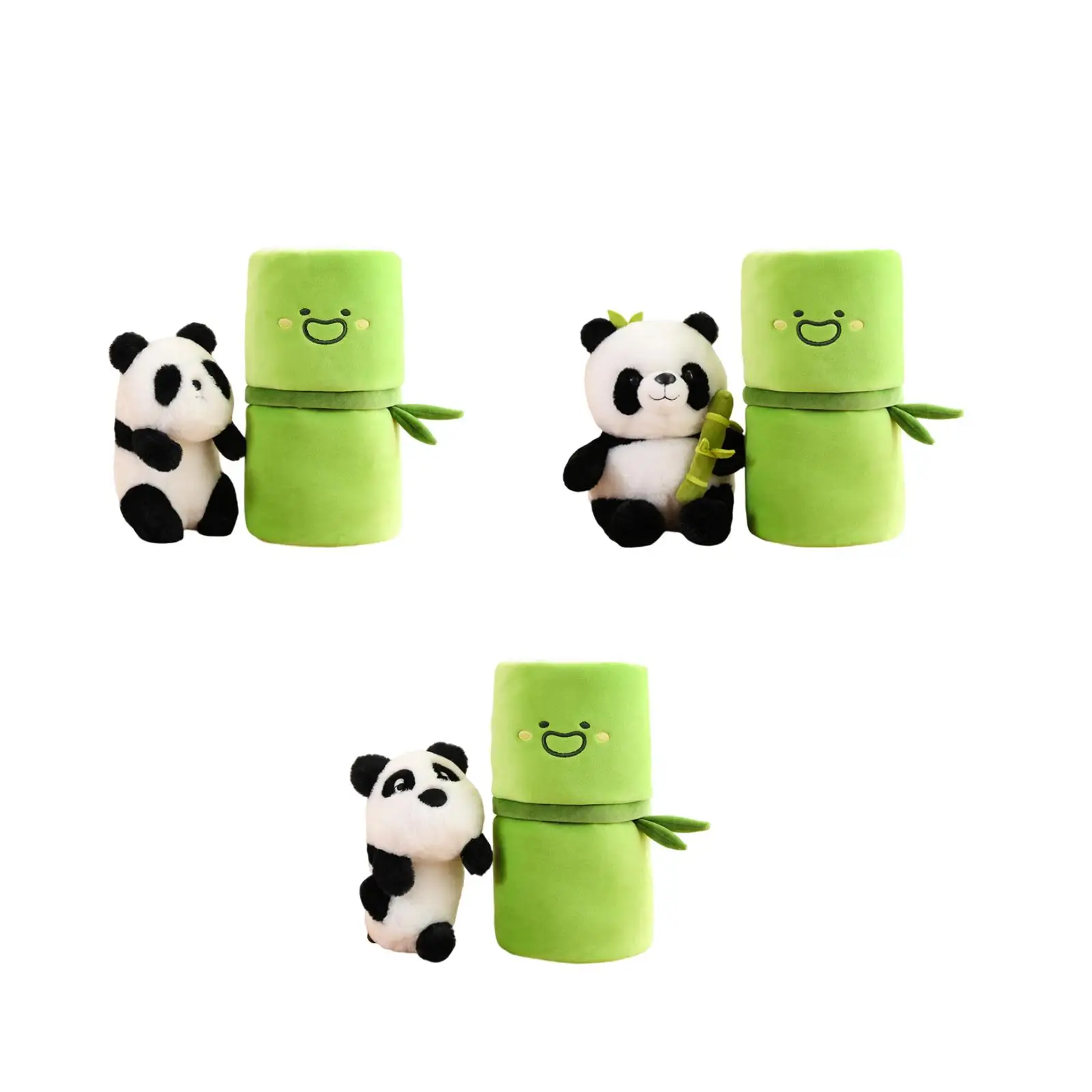

Lovely Bamboo Tube Panda Stuffed Animal Cuddly Snuggles Panda Figure Plush Doll Toys for Children Bedtime Room Decor Ornament