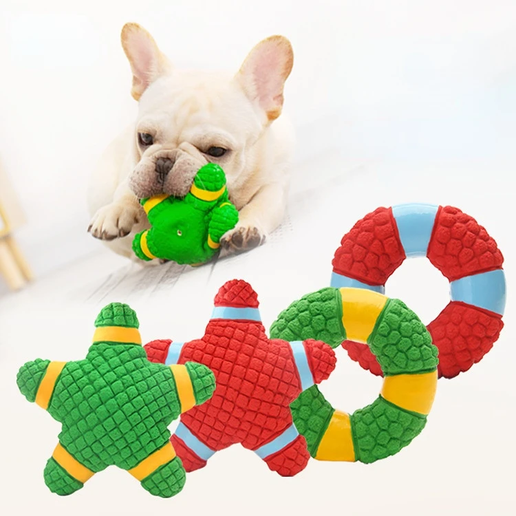 

Star Shape Squeaky Dog Toys Chewing Durable Teething Latex Rubber Soft Interactive Fetch Play Dog Balls Donut Dog Toy Puppy Dog