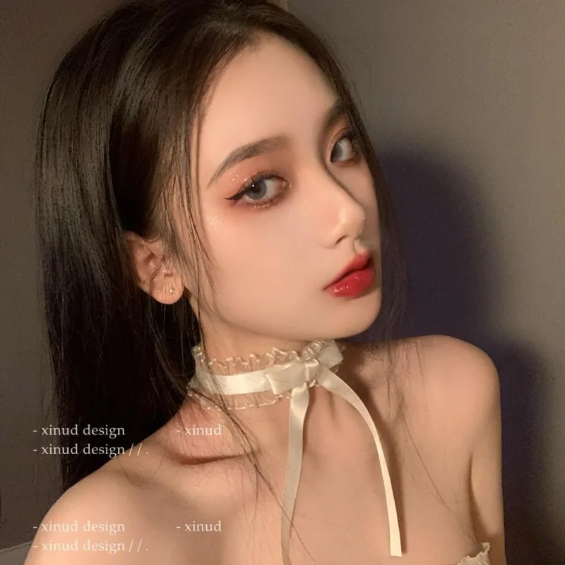 Модное кружевное ожерелье-чокер с бантом для женщин сексуальное черное белое