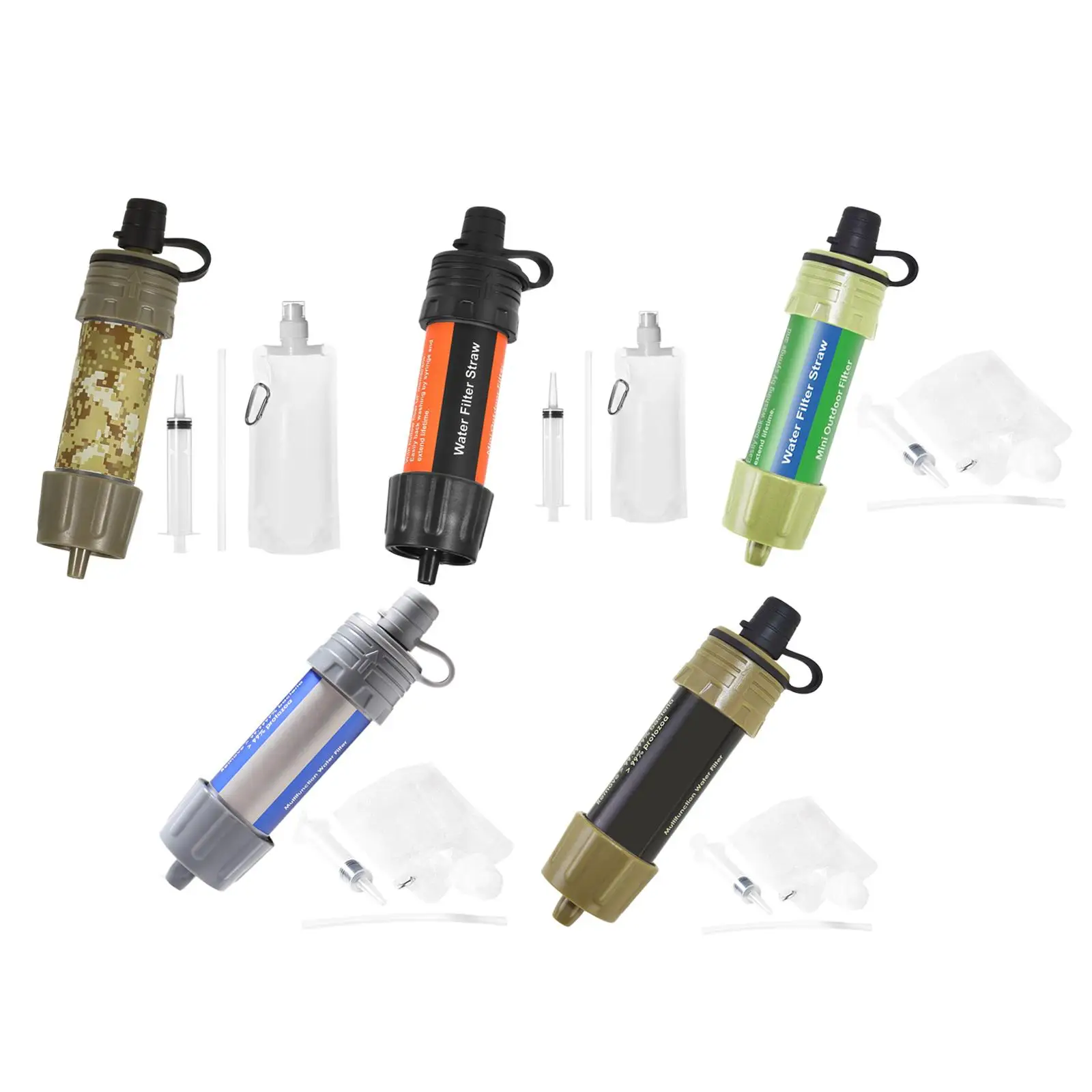 

Camping Hiking Emergency Portable with Straw Camping Tools Water Cleaner