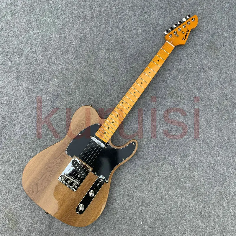 

6 Strings Tree Burl Top Electric Guitar 39 Inch Solid Wood Body Matte Finish 12 Frets 6 Pcs Maple Wood Combine Neck