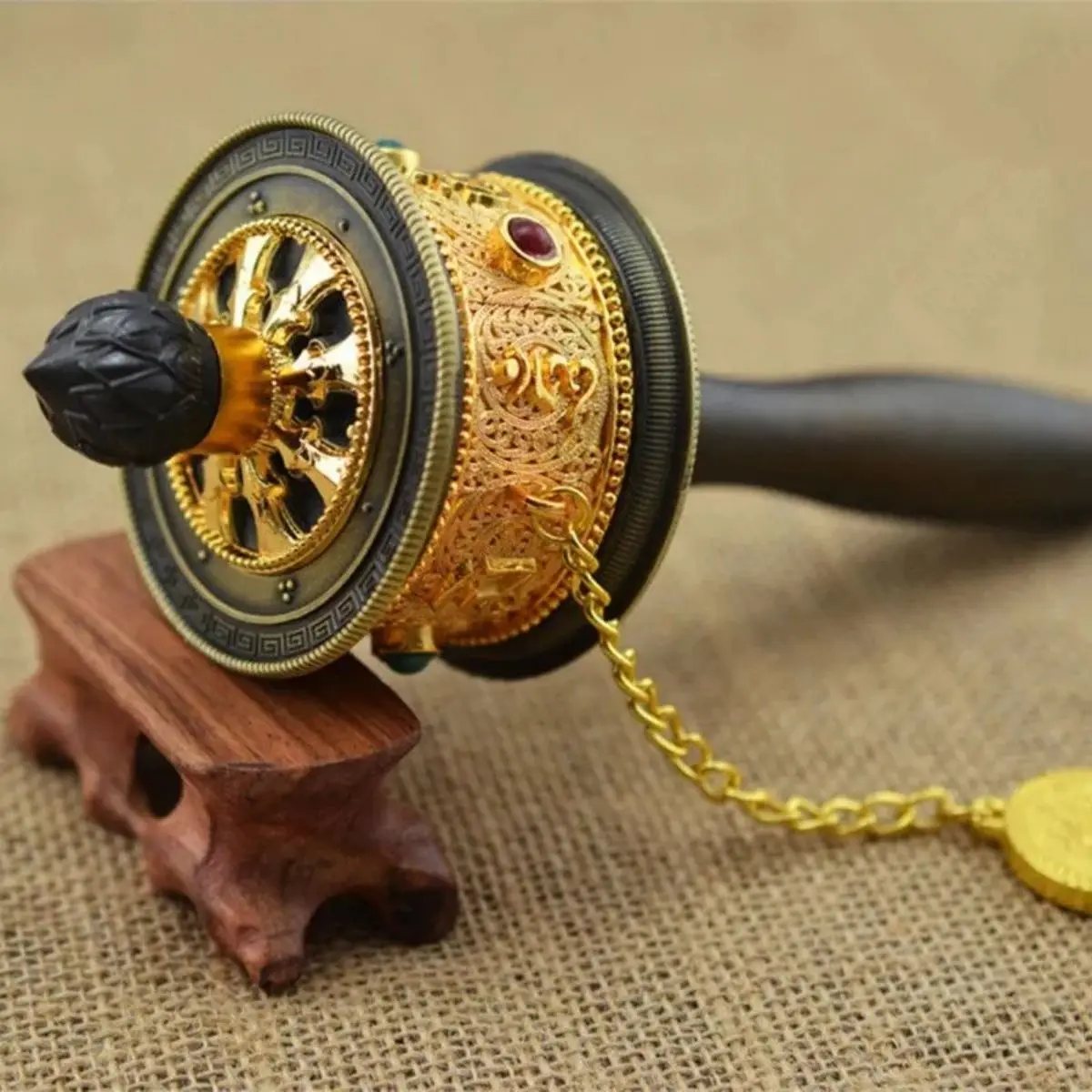 Hand Rotating Wheel Tibetan Hand Rotating Barrel Tibetan Hand Rotating Wheel Home Tibetan Style Decoration Travel Shot Props