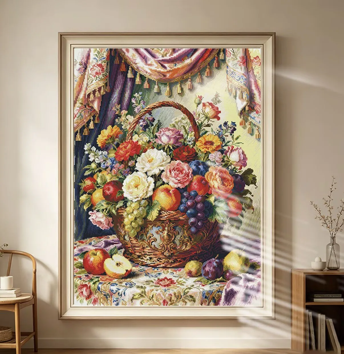 Фото Набор для вышивания 9CT 75X100CM с фруктовым мотивом, набор для вышивания крестиком для гостиной, набор для рукоделия с хлопковыми нитками, 71 цвет №3