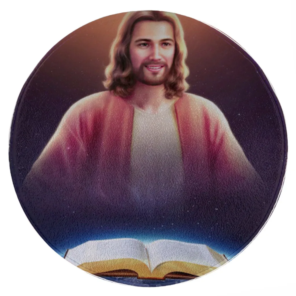 

Vintage-Jesus-Christ-Round Living Room Carpets Minimalist Bedroom Plush Warm Fluffy Rug Line Home
