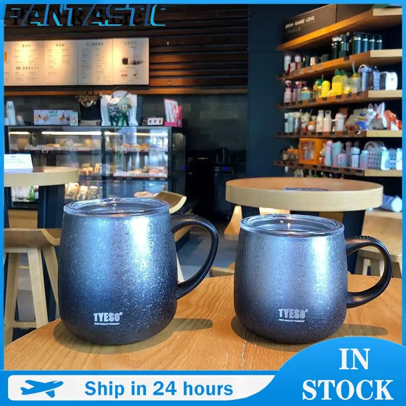 

Beer Tea Juice Drinking Cup Handle Portable Stainless Steel Water Mug Double-layer Heat Insulation Travel Camping Cup With Lid