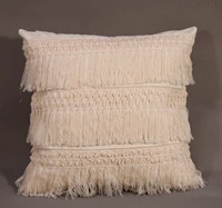 american pastoral handmade tassel cushion cover beige cotton pillowcase 30504545cm home decorative pillows for sofa