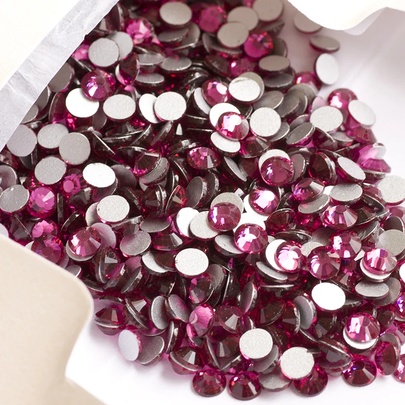 

Fuchsia Non Hotfix Crystals Nail Art Supplies Accessories Glue On Glass Rhinestones Flatback Round Stones For Clothes Cap