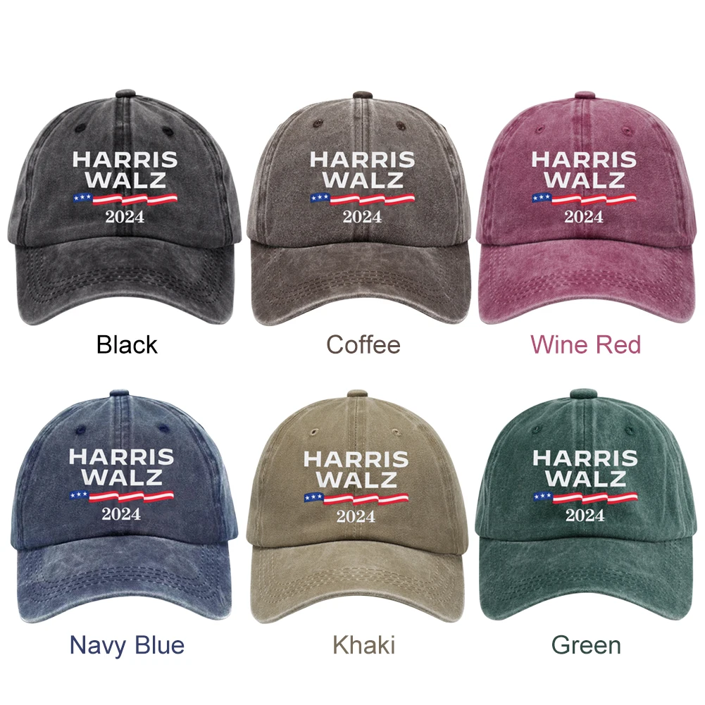 Бейсбольная кепка Harris Walz потертая хлопковая регулируемая бейсбольная 2024 модная