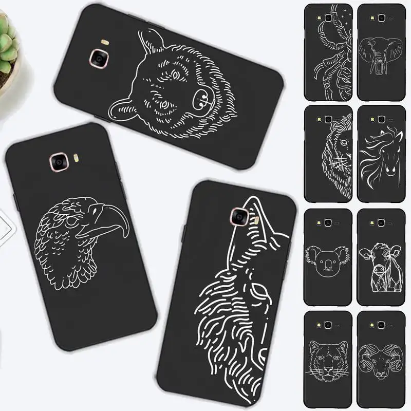 

Black Line Animals Phone Case For Samsung J 7 plus 7core J7 neo J6 plus prime J6 J4 J5 Mobile Cover