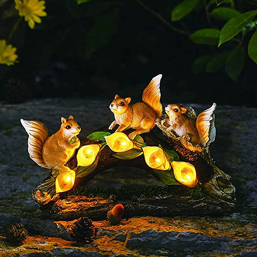 

Solar Energy Lawn Light Resin Squirrel Statue Light Decorative Landscape Lamp