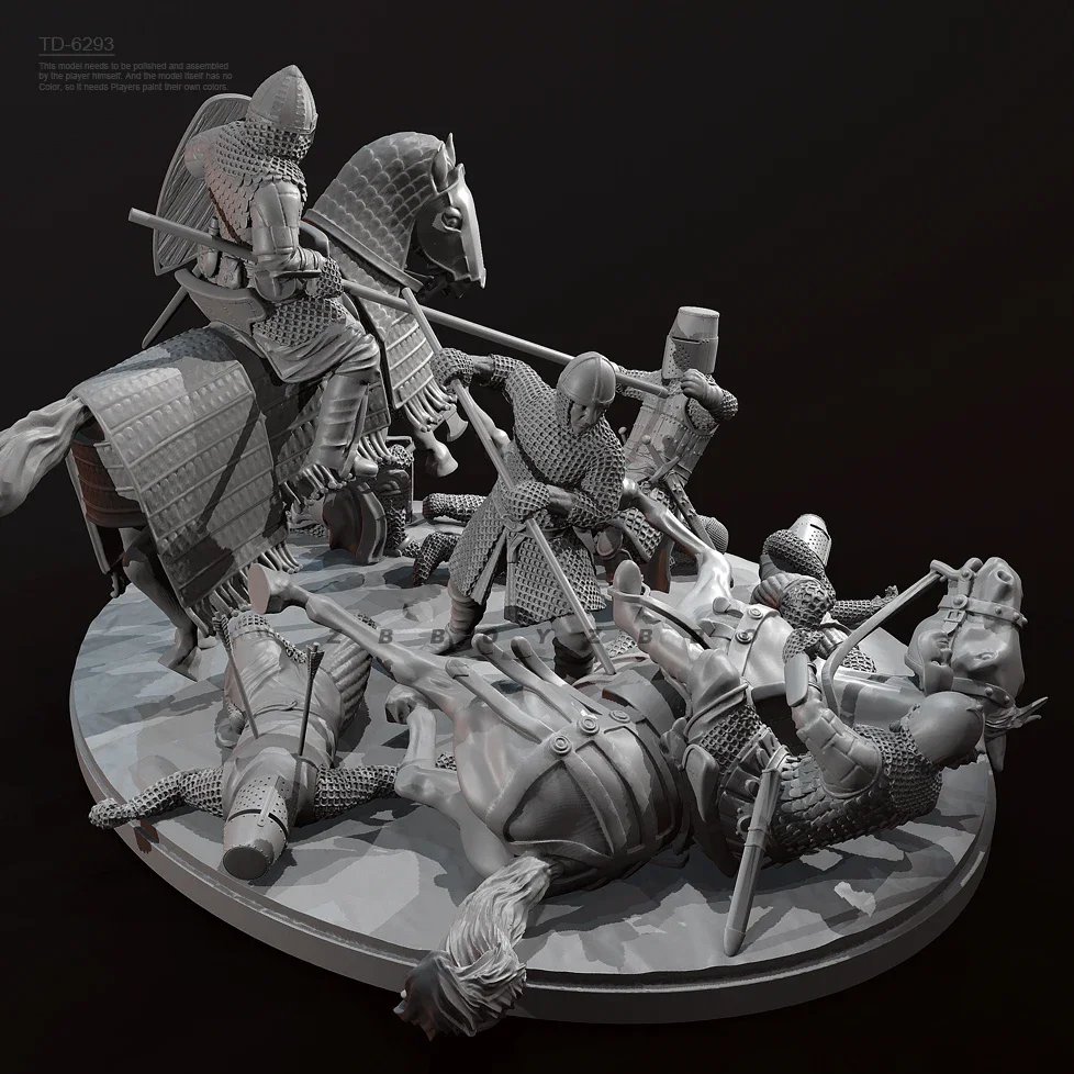 Фото 38 мм 50 мм модель из смолы, бесцветная и самособранная (3D-печать) Средневековый солдат TD-6293/3D №2