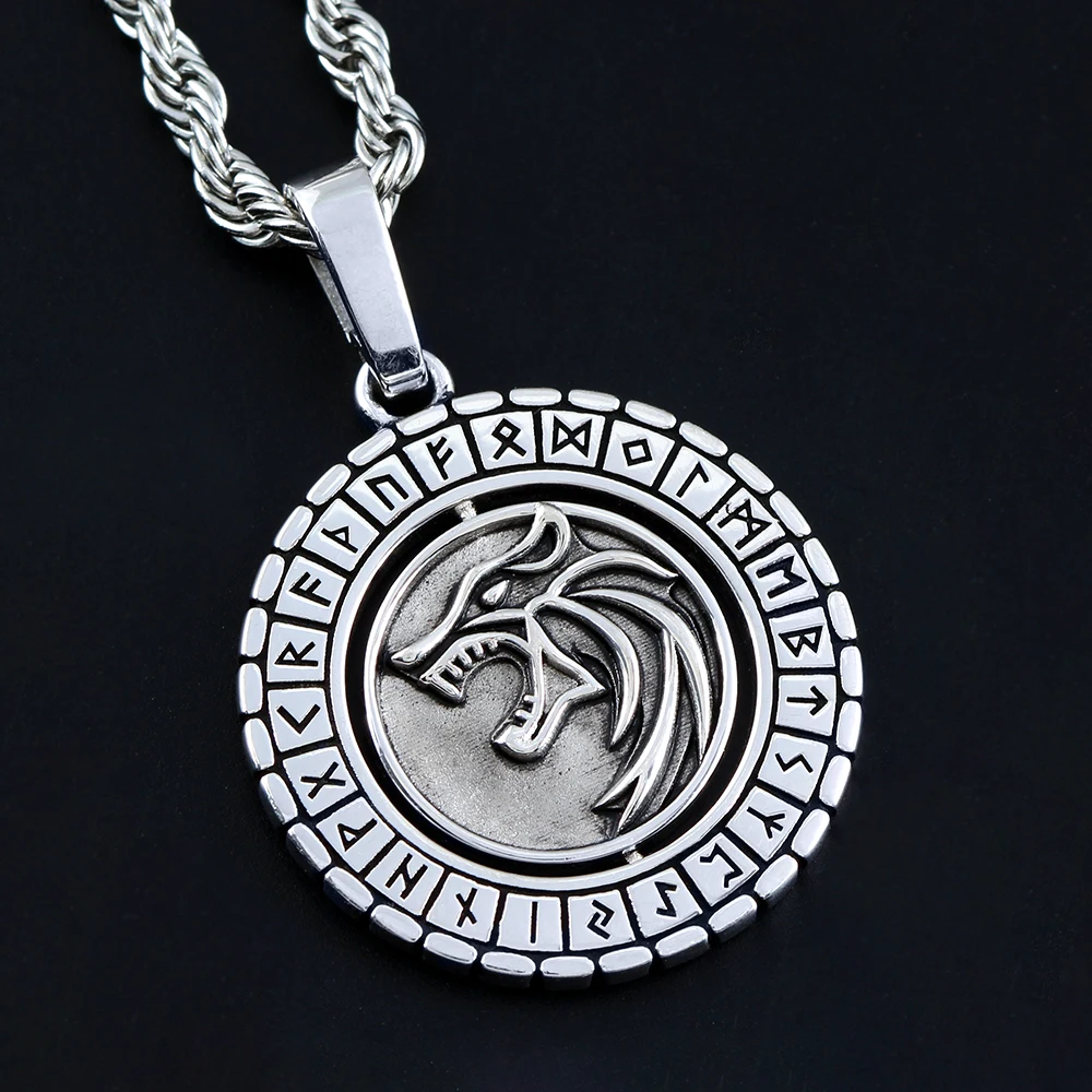 Античная кельтская Подвеска из стерлингового серебра с ротанингой головы волка
