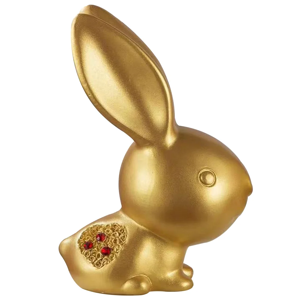 

Rabbit Bunny Decor Figurines Statue Chinese Year Zodiac Figurine Home New Animal Desktop Gold Decoration Shui Feng Statues