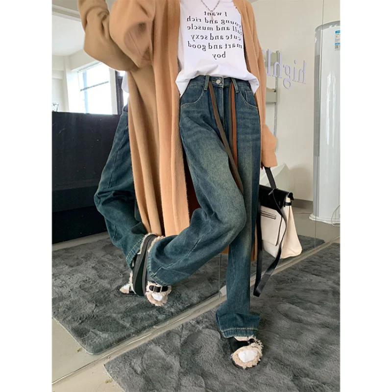 Female Clothing Straight Leg Jeans Women 2022 Vintage Clothes Baggy Jeans Woman High Waist Newjeans Y2k Korean Fashion Denim