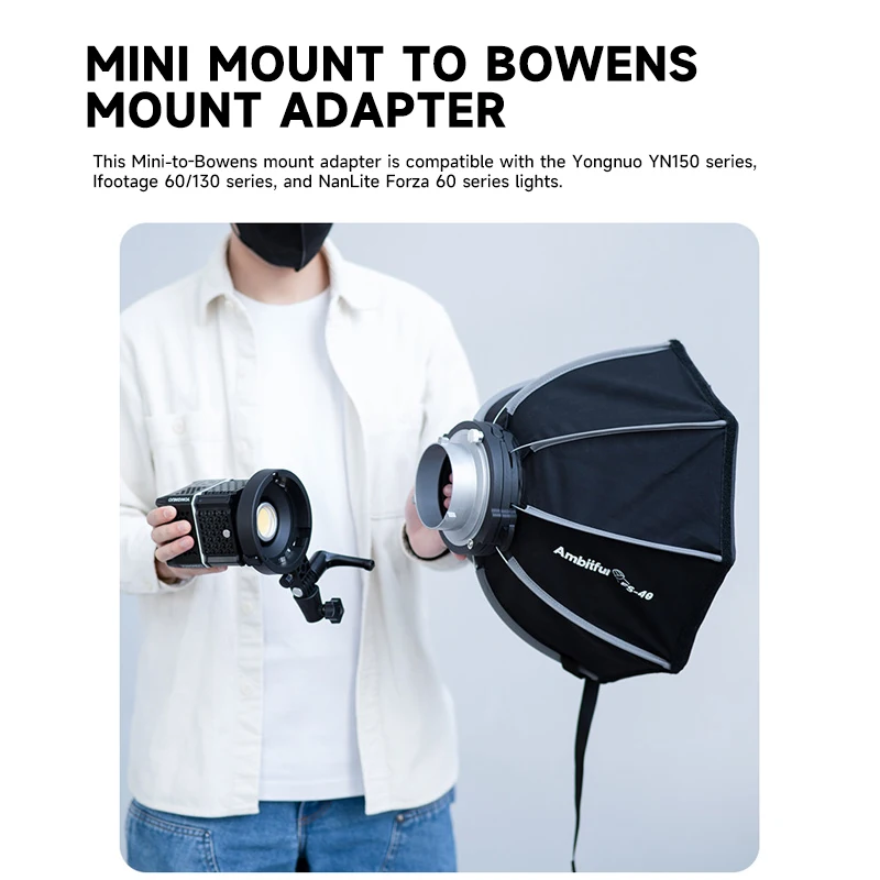 Фото Металлический комплект для фотосъемки MB01 MB02 Mini Mount Bowens Adapter Quick Setup YONGNUO YN150 IFOOTAGE 60/130 №3