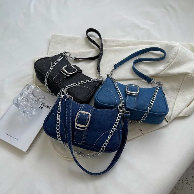 Fashion Design Denim Bag All-Match Fashion Shoulder Underarm Crossbody Bag